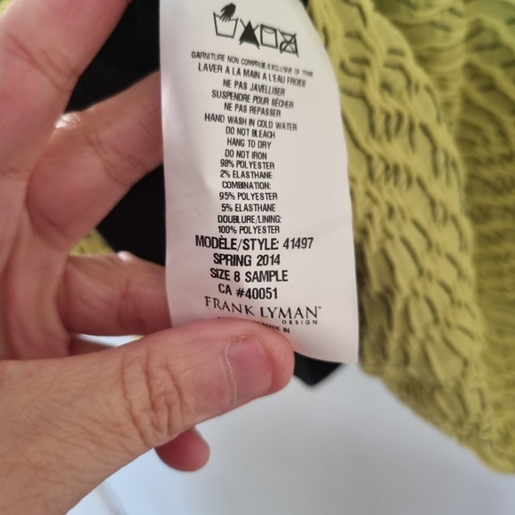 Frank Lyman lime green/black/beaded Textured top.Size uk 10 - Picture 4 of 4